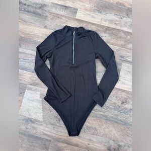 NWT Black Long Sleeve Zipper Bodysuit